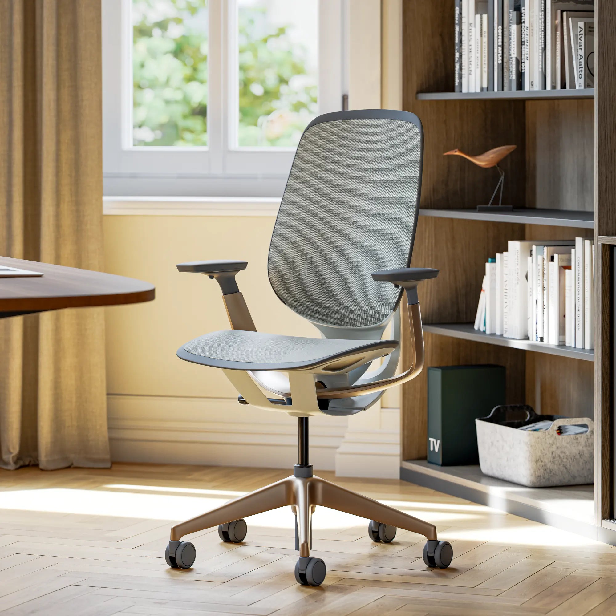 Without headrest / Intermix Opaque Seagull KR14+Matte Brass 4B22